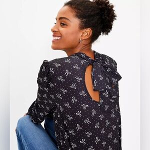 LOFT petite bow tie back blouse